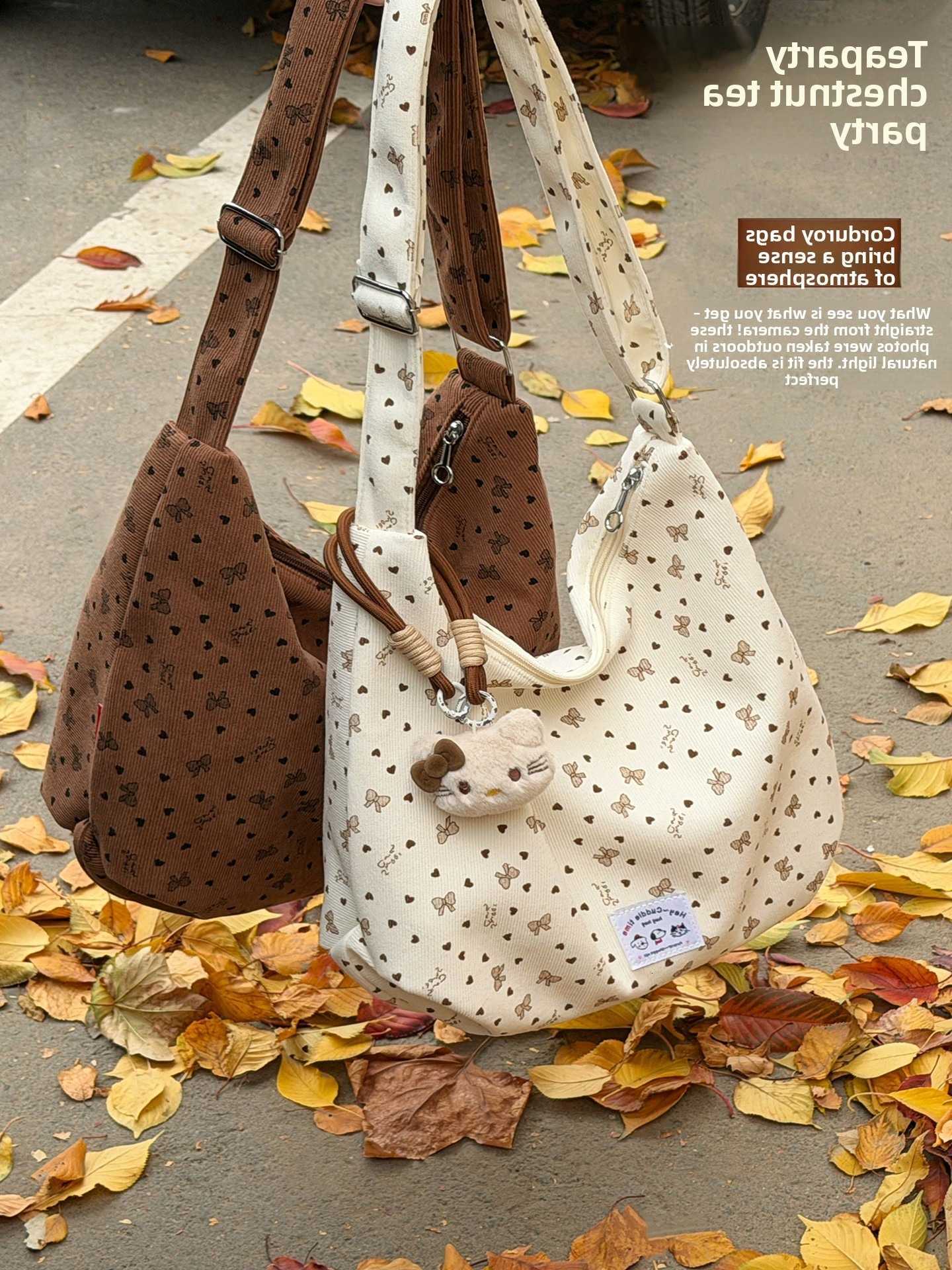 Cross Body Large capacity corduroy dumpling bag autumn and winter Korean Ins style shoulder bag student class commuting crossbody bag femal D260923