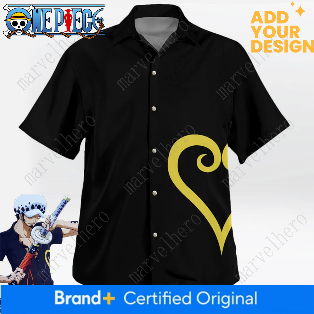 One Piece Trafalgar Law Zou Arc Cosplay Button-Up Camicia nera T-shirt da uomo estiva per il tempo libero Abbigliamento per bambini Tee Y2k Donna
