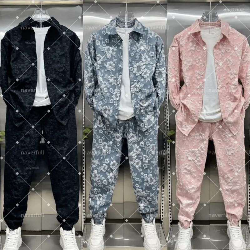Designer Men Women Tracksuits Casual Embossed Printed Shirt Set Fashionable Coat Trousers Complete 2 Pieces