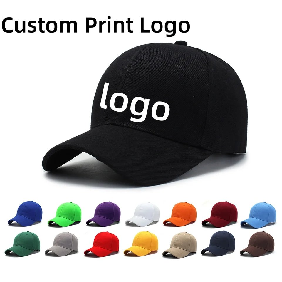 Custom Printed Logo Baseball Cap Adjustable Unisex Sport Trucker Hat Solid Color