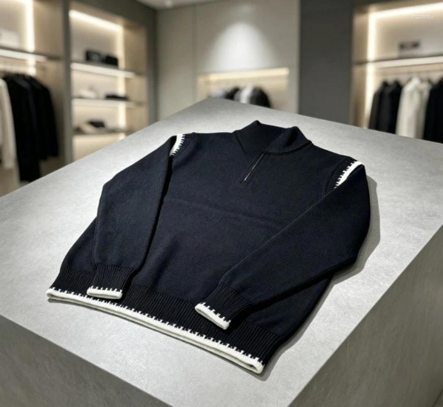 Autumn Lightweight Stand-collar Knit Sweater For Couples Trendy Casual Long-sleeve Versatile Base Layer Top Soft.