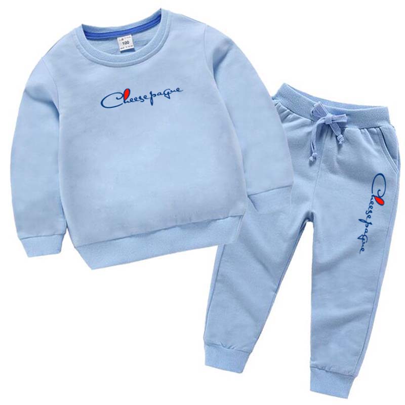Sweat-shirts imprimés de lettres de marque à la mode, ensembles deux pièces pour enfants, col rond, sweat à capuche 100% coton et pantalon long,