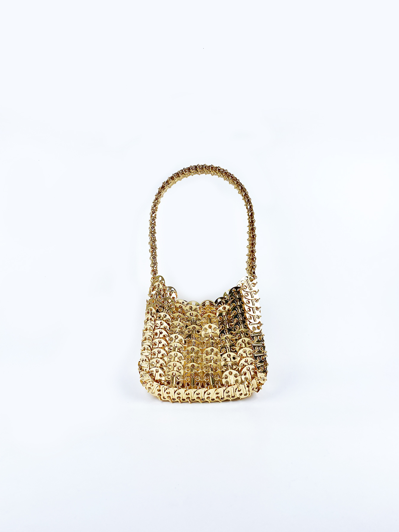 Hot Selling Fashion Korean Version Gold Aluminum Sheet Niche High Quality Temperament Versatile Woven Handbag KABAHEBINGJUE