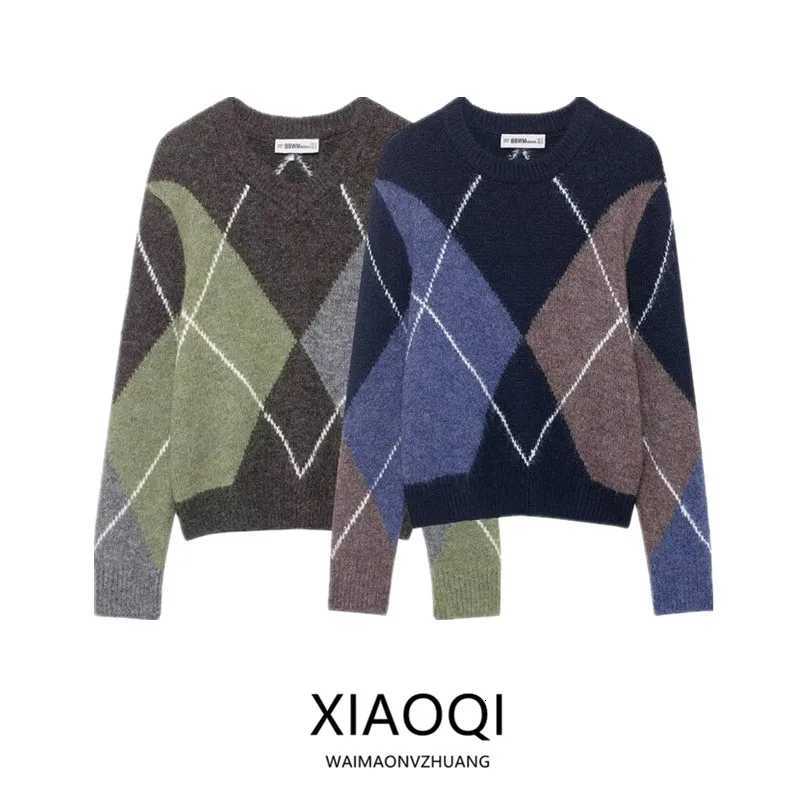 Women's Sweaters Winter 2025 Women's Versatile Long SLeeve V-Neck Pattern Knitted Sweater New Arrival Fashionable ComMUte Essential H26092
