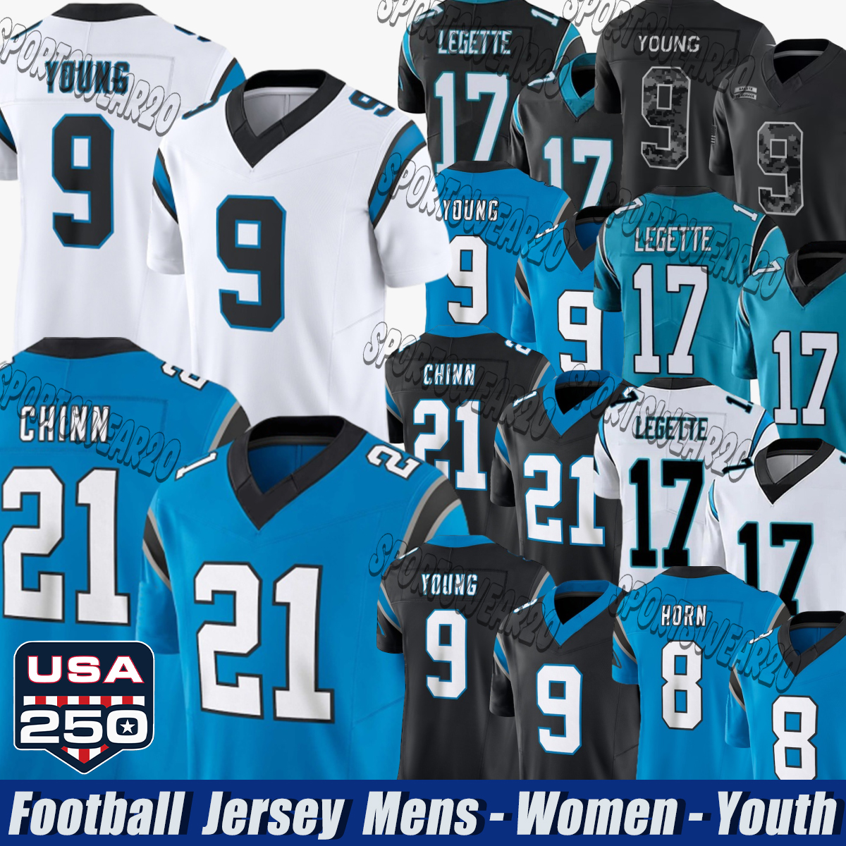 Carolinas Style Panther Jersey Panther Jersey Bryce Young Xavier Legette Tetairoa McMillan Tavion Sanders Jaelan Phillips football jersey 2026 salut