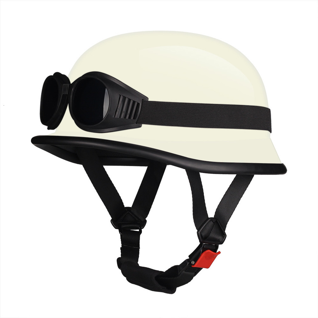 Casco moto modulare ribaltabile stile tedesco crociera retrò metà per donna e uomo, casco moto, scooter standard, casco soldato con occhiali integra