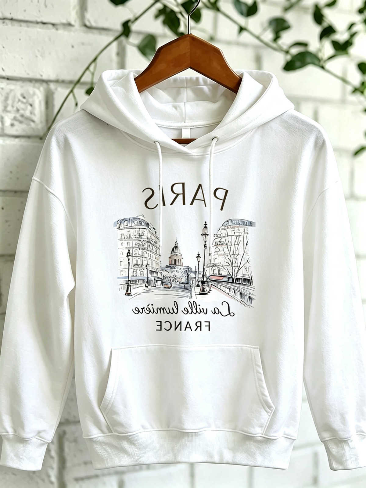 printed Sweatshirts 90s Women's Hoodies hooded sweatshirt - Parisian lady long-sleeved hooded casual top - Fall/Winter women's clothing ho
