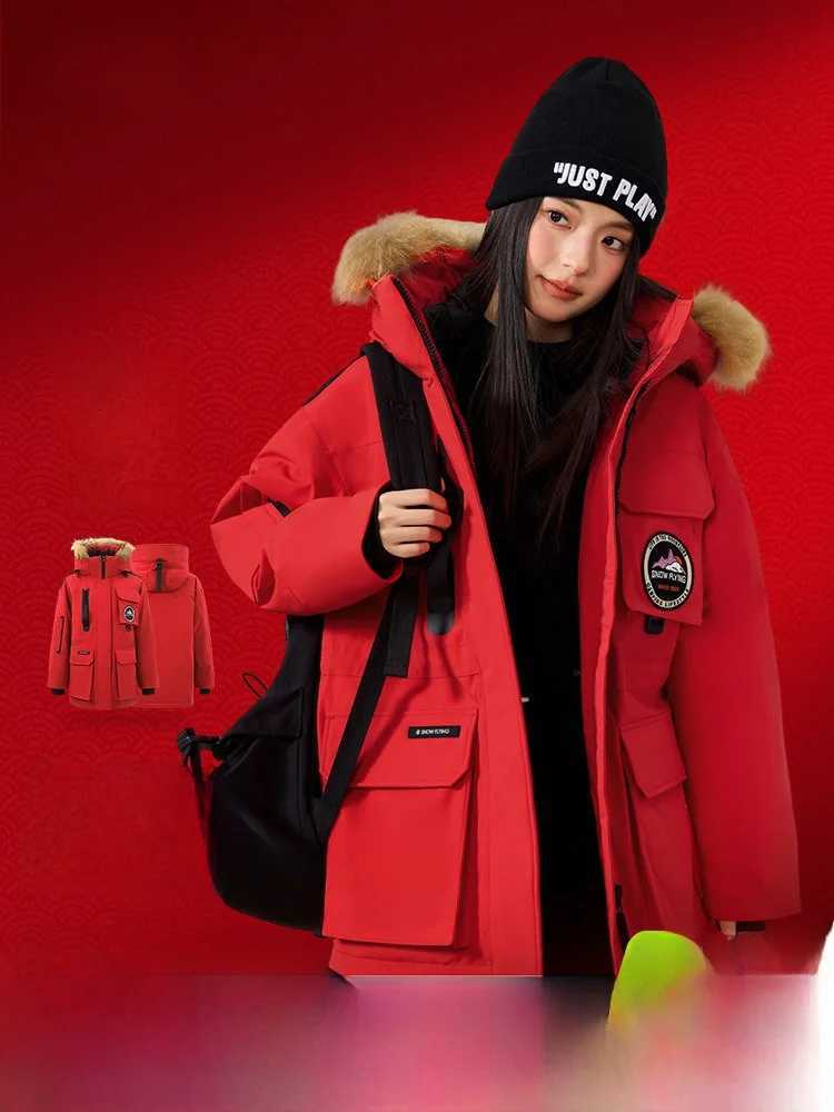 Flying Parkas Snow Men's Down Men's down Jacket Goose down Parka Coat with Fur Collar Long Sleeve Thickened Short Style for Outdoor Sports