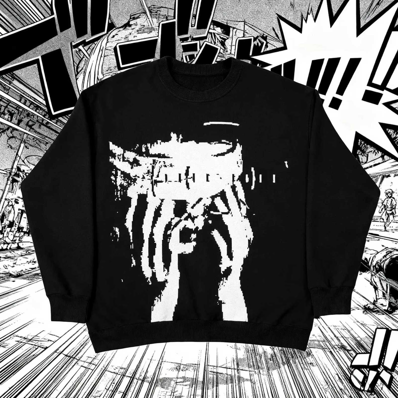 Women's Sweaters American street hip-hop Harajuku knitted sweater male Gothic cartoon printed winter pullover sweater H260923