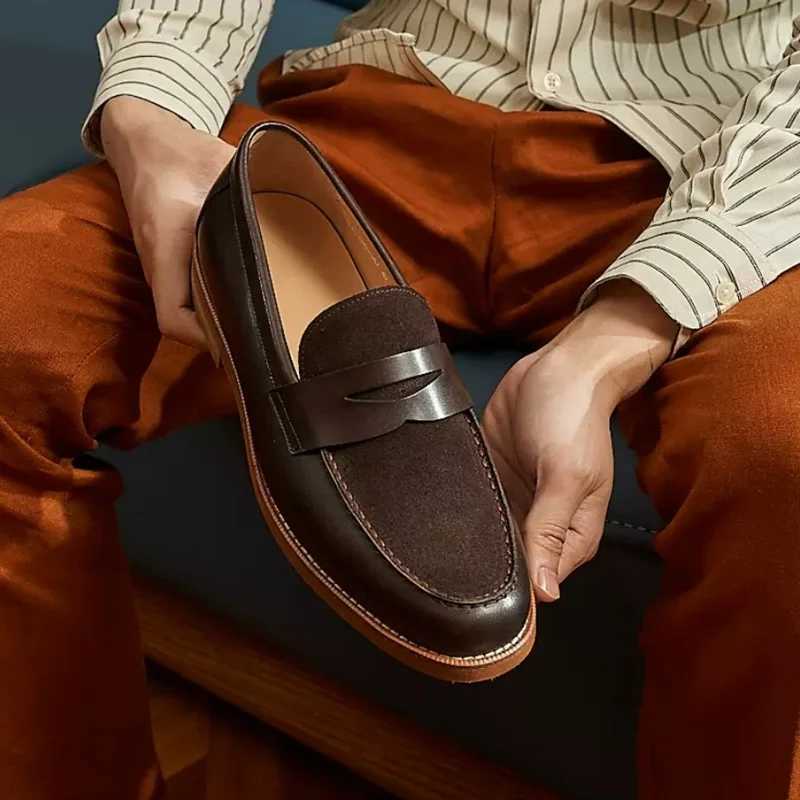 Dress Shoes Loafers Genuine Leather Summer Men's Breathable British Style Business Casual Leather Shoes Slip-on Dress Shoes Man Bean Shoes X260