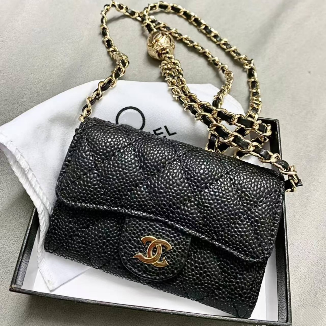 designer bag luxury mini bag Women Quilted Mini Crossbody Bag Caviar Leather Flap Purse Adjustable Metal Ball Chain Shoulder Bag Fashion Small Walle