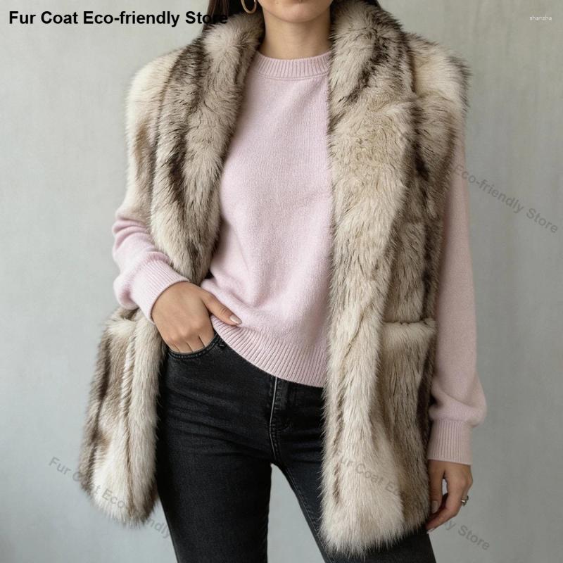 Women's Fur Womens Faux Oat Furry Winter Oversized Warm Thick Plush Streetwear Casual Chic Fashion Outerwear Parka Coat