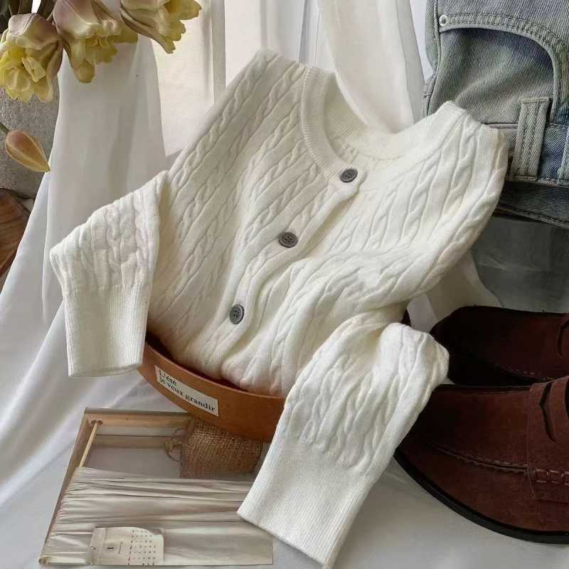 Women's Sweaters Autumn Winter Women's Sweater Knitwear 2025 New Fashion Loose Casual Tops Cardigan Pure Colour Round Collar Outerwear Fem