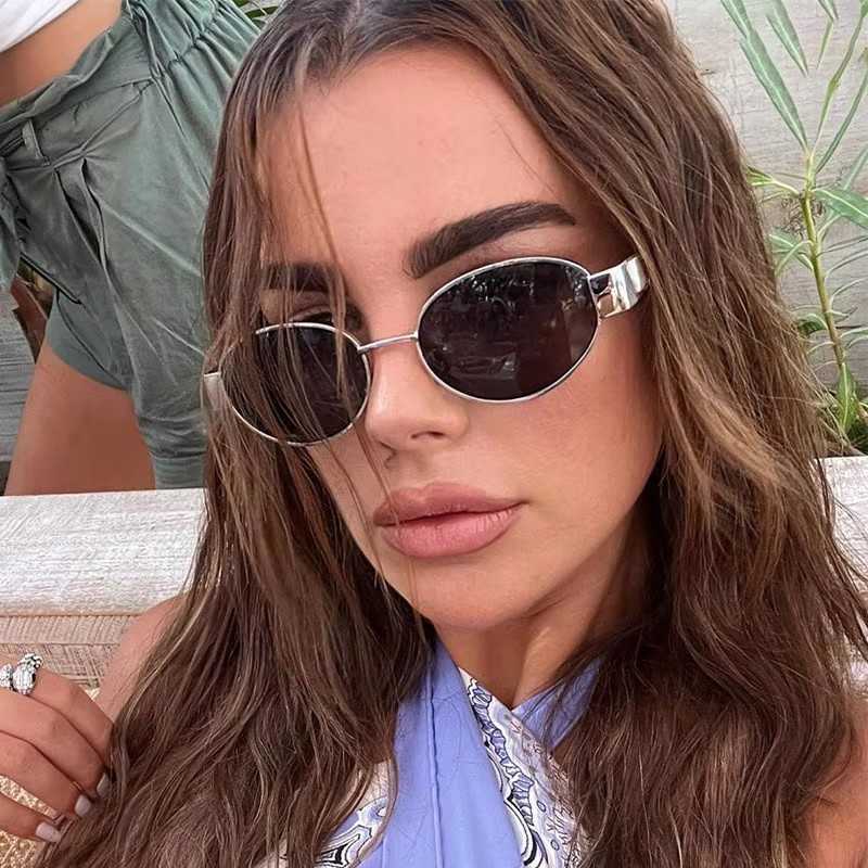 Metal Sunglasses Small Frame Oval Sunglasses For Women 2026 Brand Designer Fashion Luxury Shades UV400 Eyewear Men Vintage Sun GlassesT260923