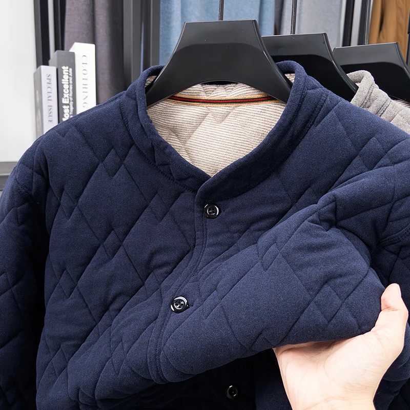 Quality Parkas Premium Men's Down Man Cotton-Padded Jacket Velvet Fleece Button Light Thin Not Stuffy Keep Warm Resilient Winter Leisure Menswe