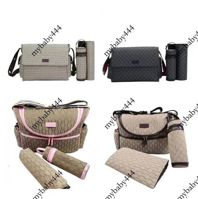 designer Diaper fashion Nappy Bags Nylon Large capacity Diapering baby change Nursing changing mat bottle holder 3 in one mummy handbag classic grey