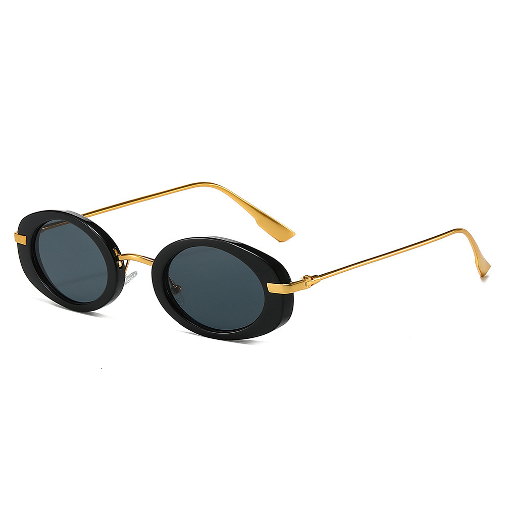 New Small Frame Oval Retro European And American INS Internet Celebrity Style High-End Fashion Show Sunglasses Personality