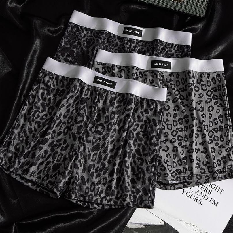 Mens Pants Ice Silk Black Leopard Print Breathable Loose Middle Waist Comfortable Sports Men Sleeping 260908