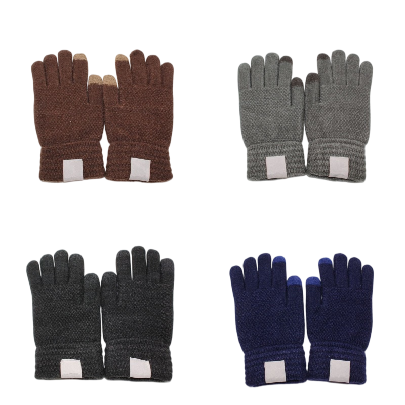 Classic Knitted Gloves Men Womens Glove Thick Five Fingers Fashionable Color Block Autumn Winter Keep Warm Soft Touch Cold Weather Keep Warm om1737
