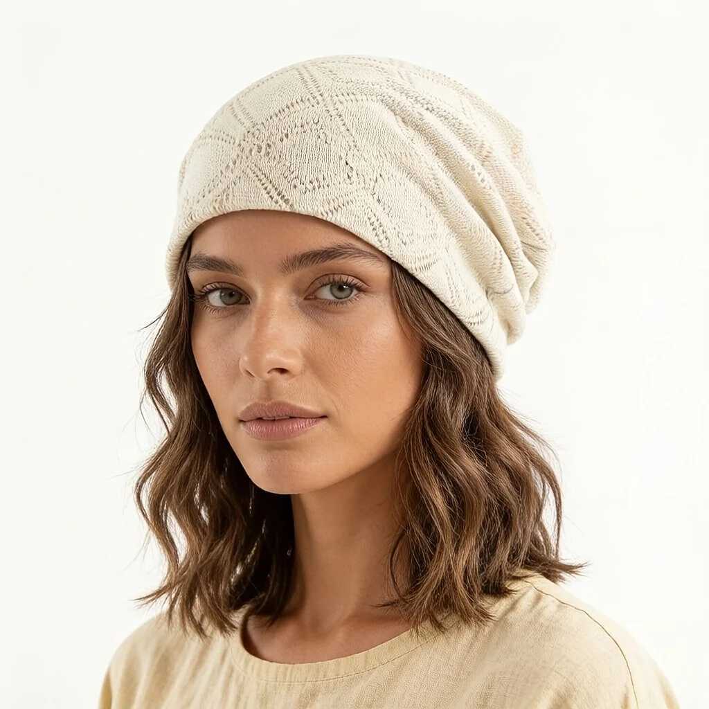 PFX9 Women's Knit Diamond Mesh Slouchy Beanie Breathable Spring Summer Hat Lightweight Casual Outdoor Beanies Soft Sp Bonnet Cap Z260922