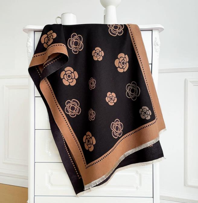 Camellia Women Classic Designer Scarf 100% Cashmere Scarves For Winter Warm mens and Womens Long Wraps Size 180x65cm 100%