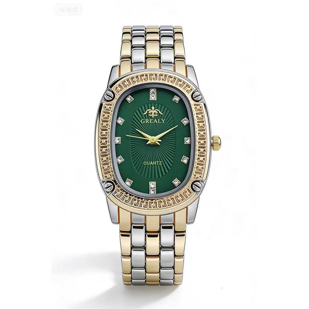 Women's Watches Fashion GREALY Brand Luxury Oval Dial Rhinestone Ladies' Watch Gold Silver Zinc Alloy Quartz Wristwatch for WomenT260923