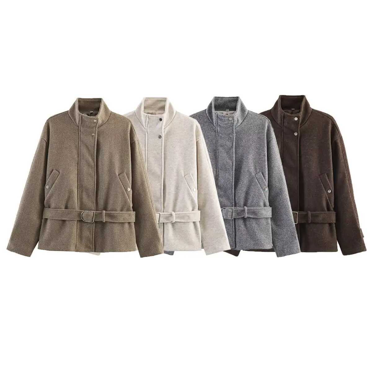 Women's Autumn Winter Woolen Jacket With Belt 2026 New Strtwear Trendy Coats S260923C7LA