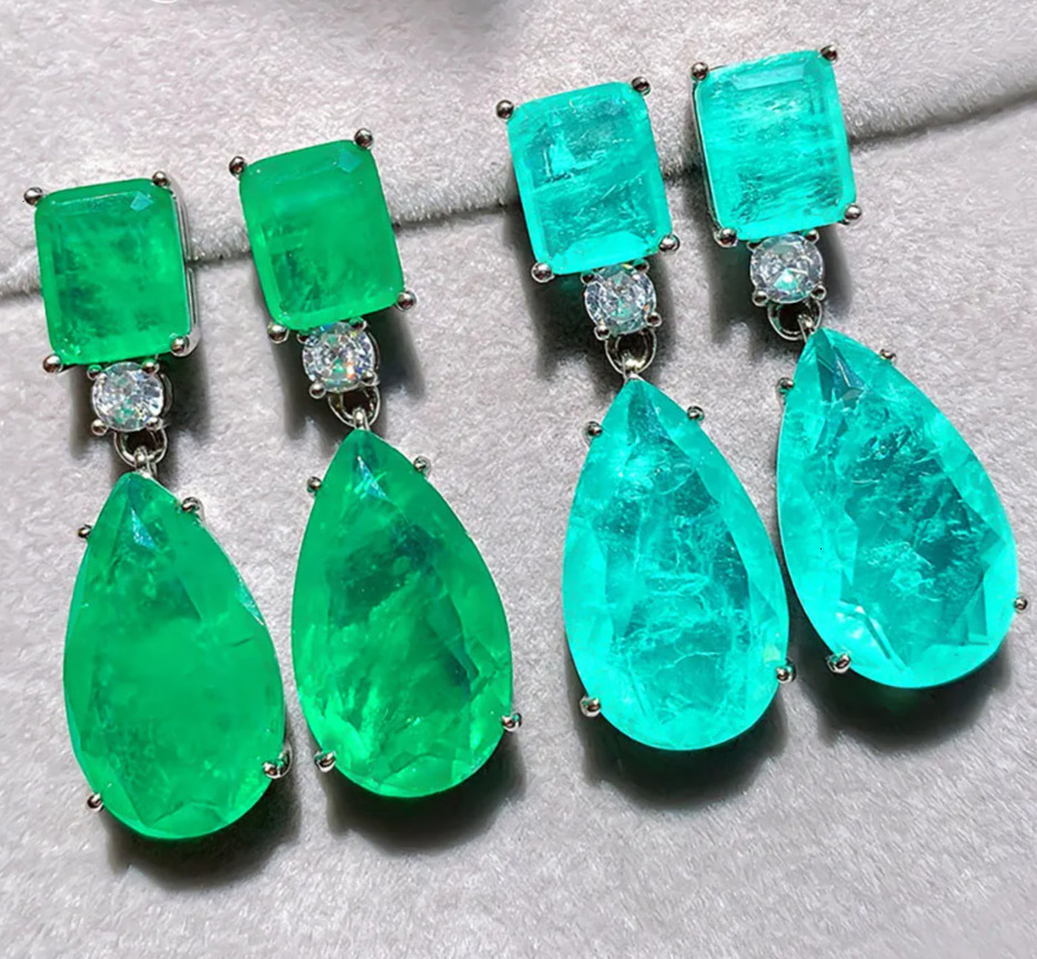 2026 New New Dangle Chandelier Trend Paraiba Tourmaline cologne Emerald Gemstone Big Drop Earrings For Women Cologne Perfume Cocktail Cologne perfum
