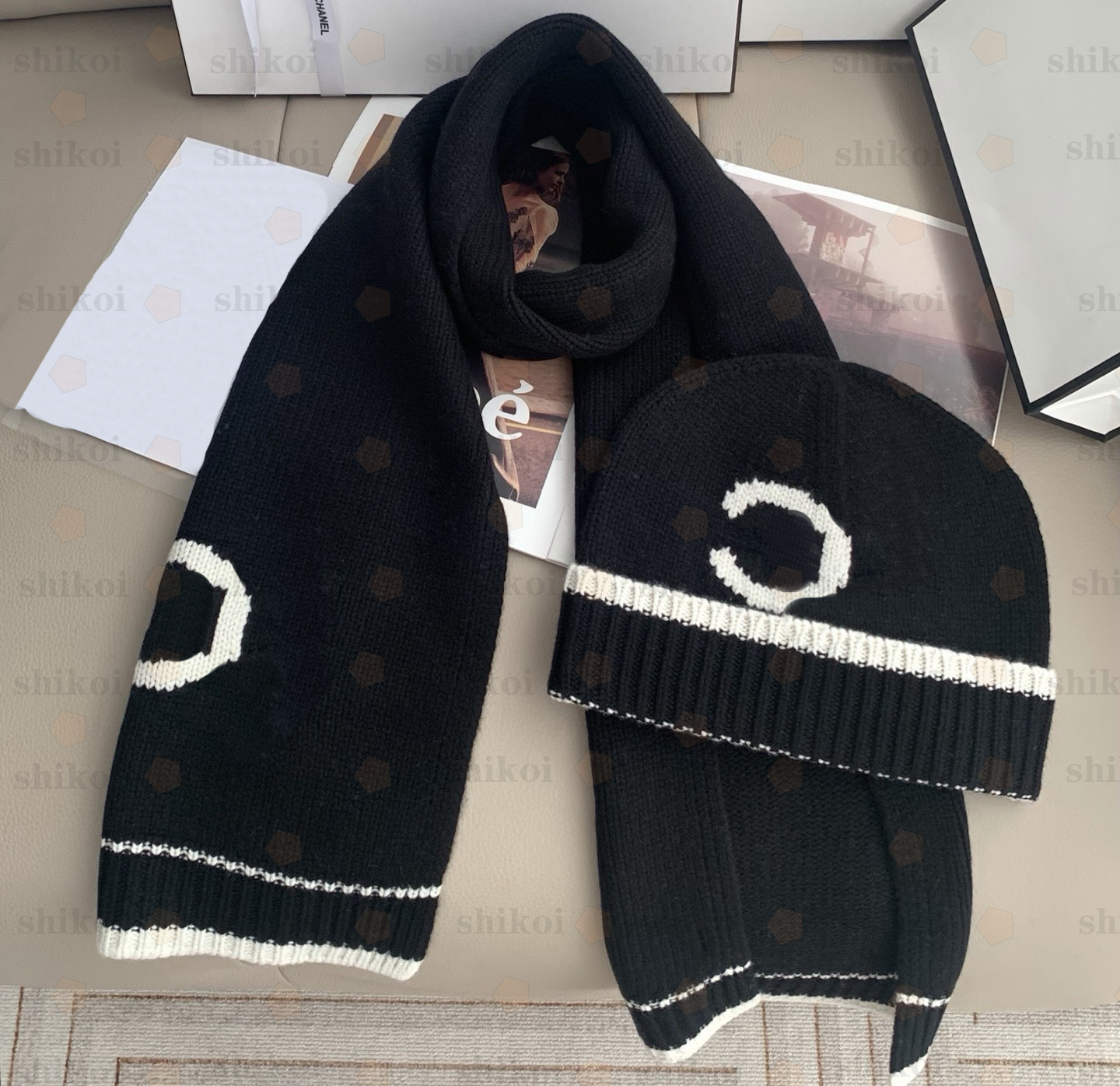 Designer Scarf Hat Set For Men Women New Winter 2 Piece Design Caps Shawl Hats Scarves bonnet pour hommes Wool Beanie Wrap Scarfs