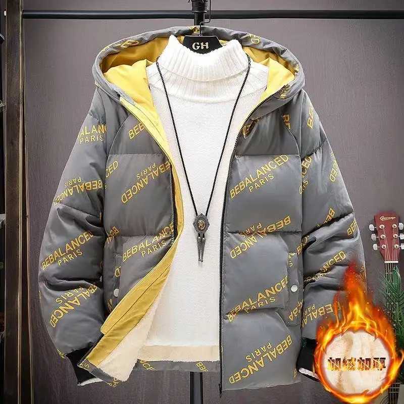 Men's Down Parkas Autumn Winter New Thicken Warm Jacket Men Hooded Parkas Coat Fleece Trendy brand Streetwear Wool Liner jacket C260922
