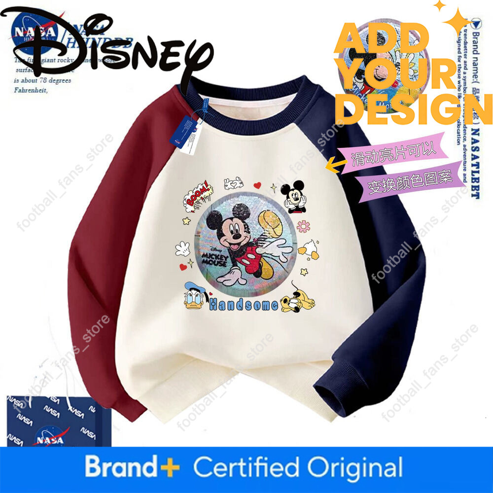 Nasa Collaboration Cartoon Mickey Sequin Clothing Sweatshirt Autumn and Winter Children's Long-Sleeve Boys' Color-Changing Top 9 8