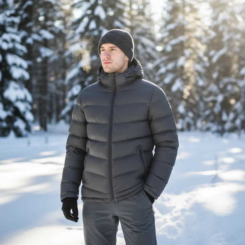 Men's Men's Down Parkas Winter Windbreaker Down Parkas Fashion Men Snow Warm Zipper Hooded Coats Outdoor Man Cotton Thermal Padded Jacket