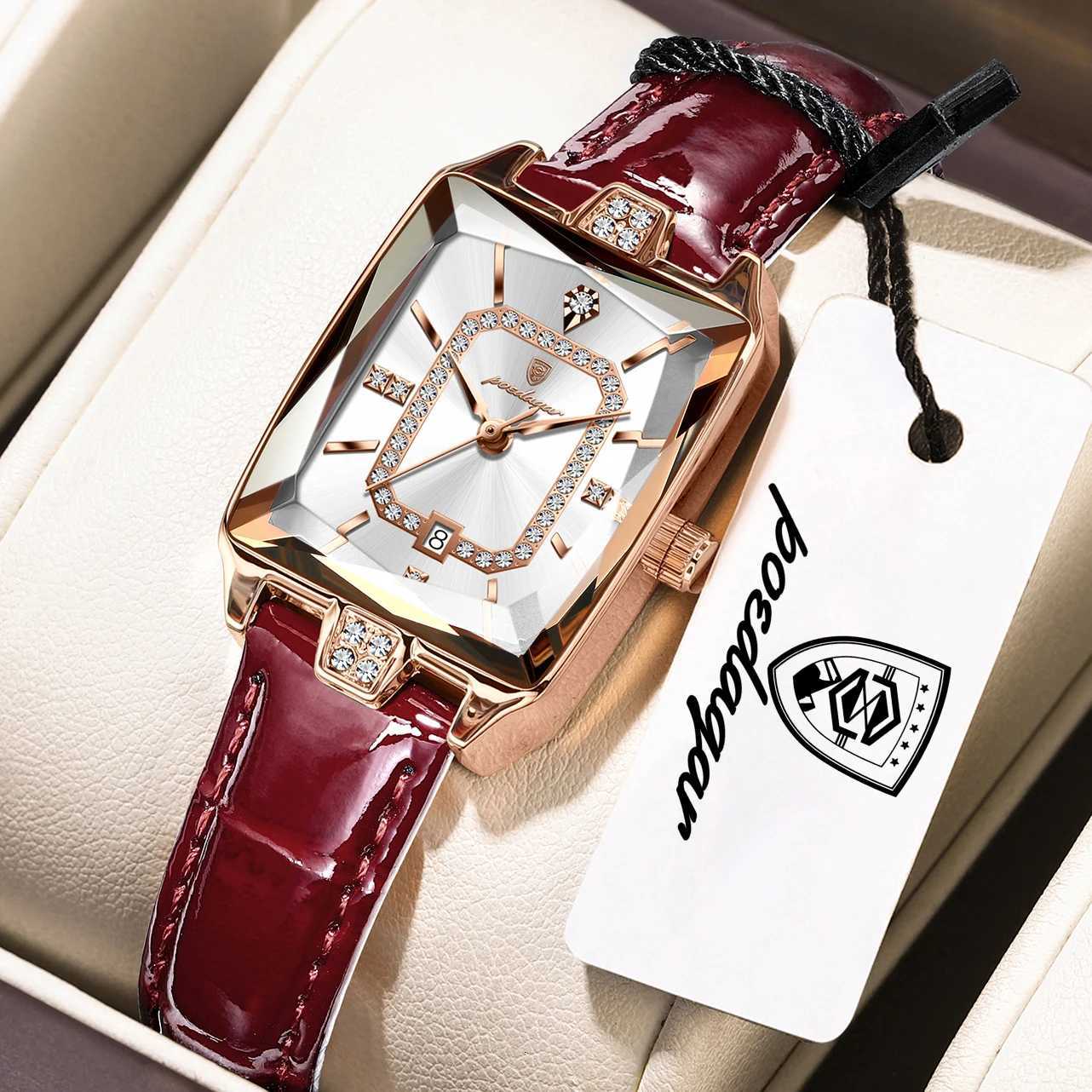 Relojes de mujer POEDAGAR Top moda mujer reloj de pulsera de cuero impermeable fecha cuarzo Casual reloj para mujer elegante lujo relojes de mujer R
