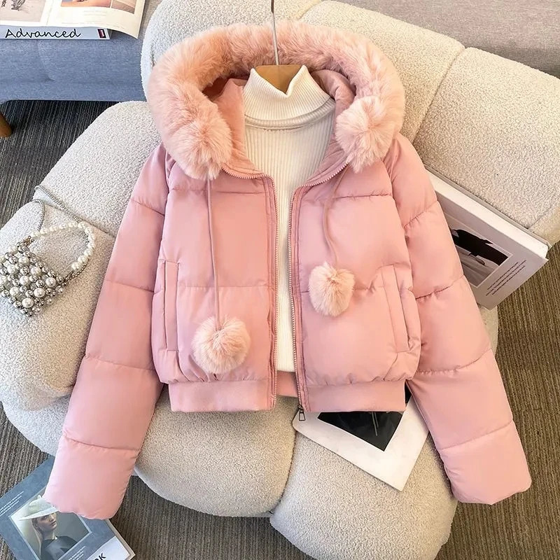 Fashion High-end Elegant Women's Winter Parkas Coat Long Sleeve Short Be All-match Ladies Down Cotton-padded Jacket260921