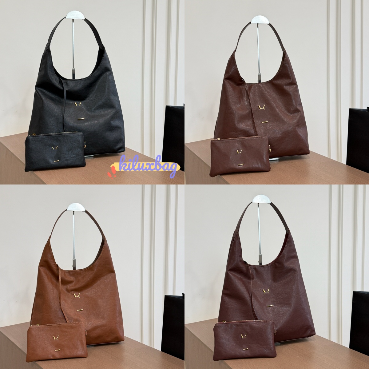 Women Slouchy Hobo Tote Bag With Small Pouch Trendy Retro Soft Leather Large Capacity Shoulder Purse Casual Daily Work Handbag
