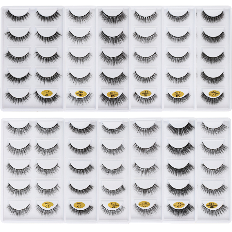 MEISHENJIE 3/5 Pair Natural False Thick Makeup 3D Lashes Soft Extension Fake Eyelash Short Mink Eyelashes W260923