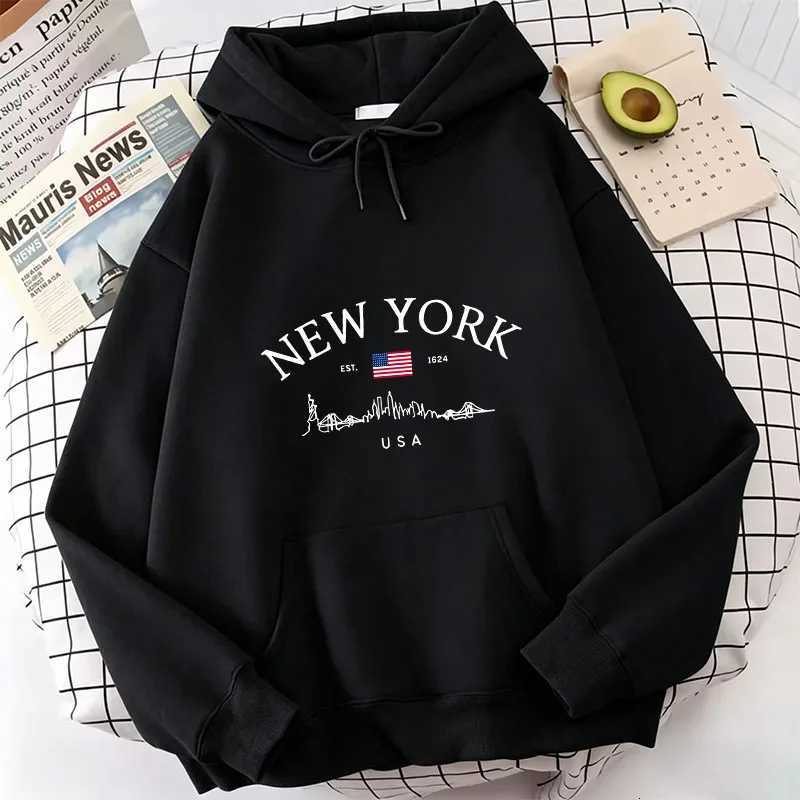 Hoodies Sweatshirts NEW YORK Women's Letter Print Hoodies Spring Autumn Winter Casual Hoodies Sweatshirts Men Women Trendy Aesthetic Top D26092