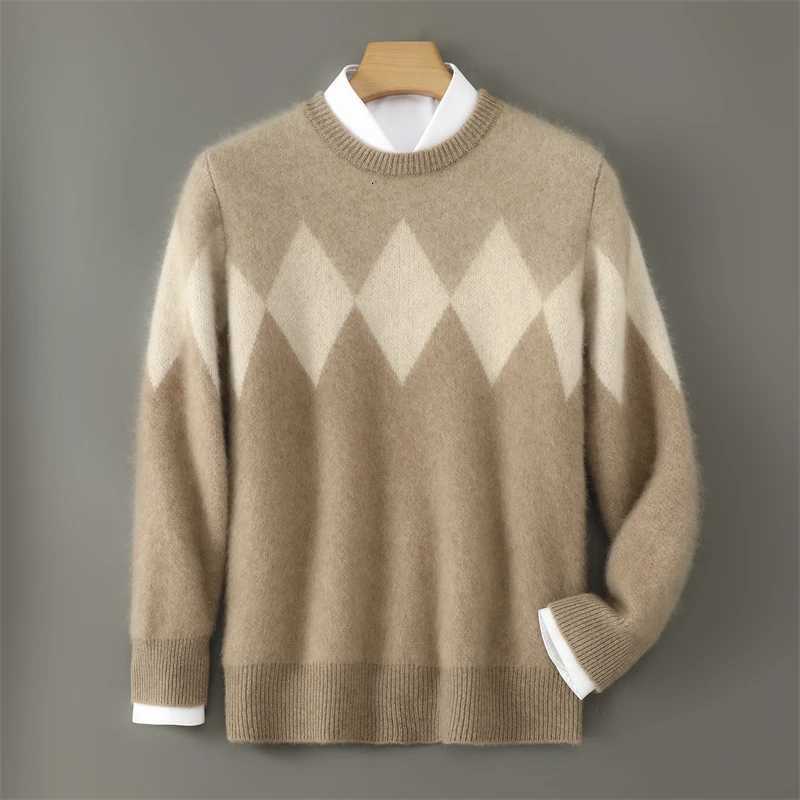 Women's Sweaters Men's 100% wool pullover sweater autumn and winter new round neck knitted sweater fashionable loose thick business casual