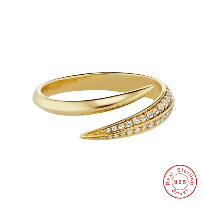 Choucong Ins Top Sell Sparkling Vintage Jewelry Solid 100% 925 Sterling Silver Pave White Sapphire 14K Gold Waterproof Party Women Snake Open Bridal
