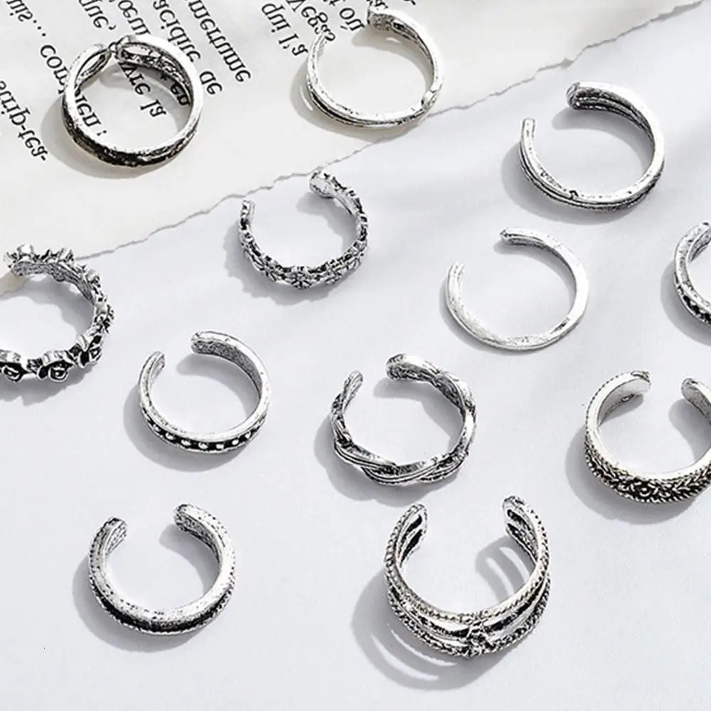 12pcs Summer Toe Rings For Women Outdoor Beach Vacation Open Adjustable Metal Women's Foot Ring Heart Foot Ring Set 260922