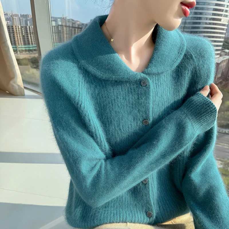 Women's Sweaters 100% Mink cashmere Knitted Sweater Women's Cardigan Loose Fashion Twist Long-Sleeved Cardigan Thick Coat 2026 New H260923