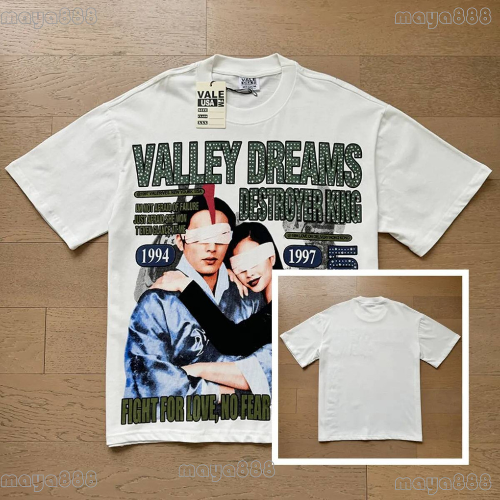Valleys Dream Shirt Designer High Quality Shirt Fashion T Printed Graphic Tee Summer Mens Womens Short Sleeve Chest Letter Casual Fashion Y2k Hip Ho