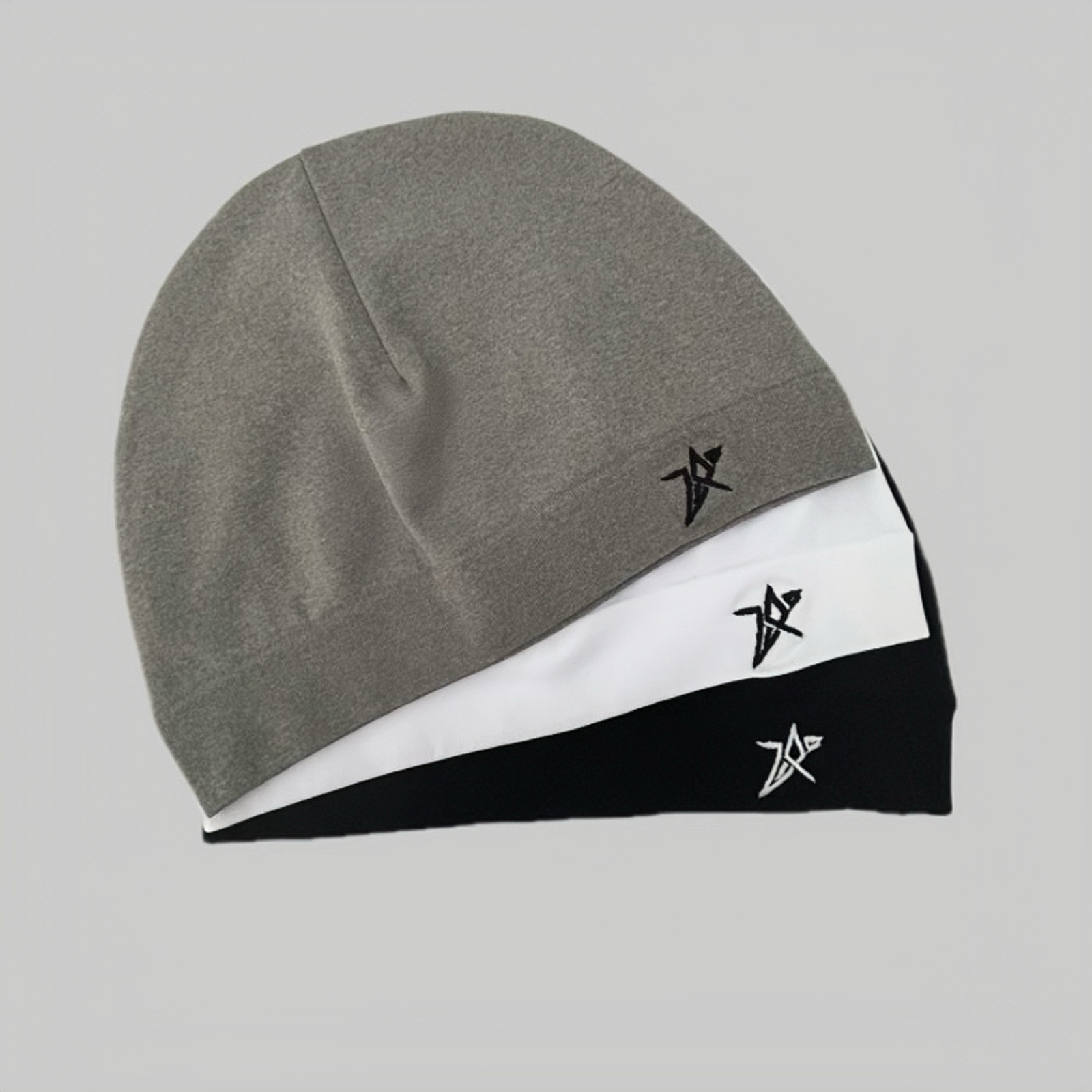 Star Embroidered Skull Cap Thin Beanie Soft Breathable Stretch Hat for Men Women Outdoor Sports Hiking Running Cycling AllSeason
