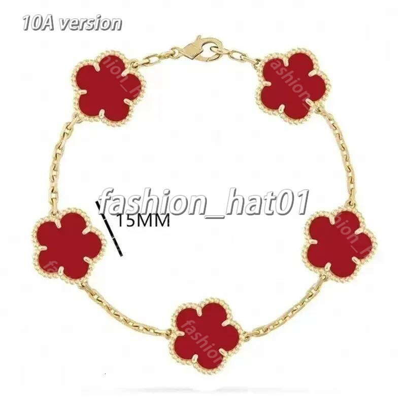Designer Bracelet Women Four Leaf Clover Bracelet Plated 18K Gold cleafly vanly cleefbraclet Red Green White Shell Agate Charm Bracelet Wedding Part