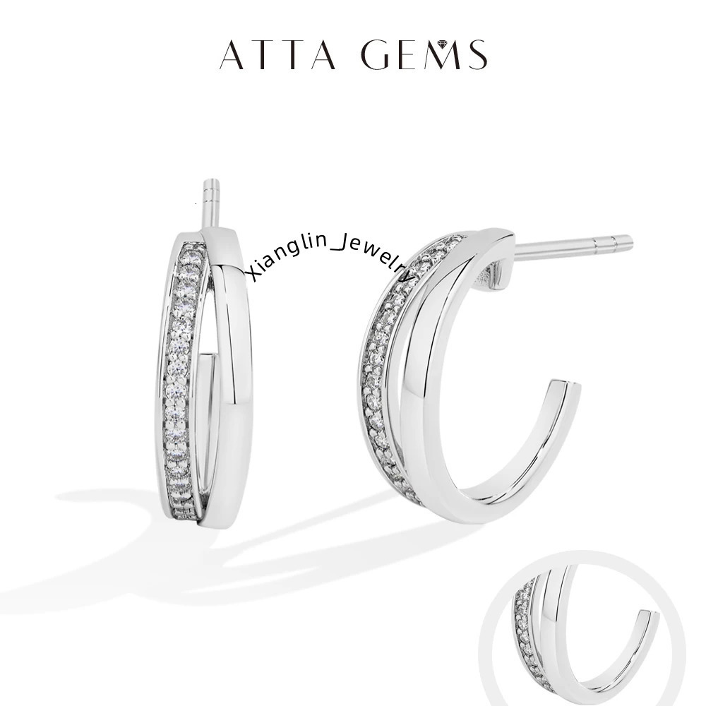 ATTAGEM New Classic Moissanite Earrings Women 925 Sterling Silver Earring Luxury High Quality Pass Diamond Test ForParty Jewelry