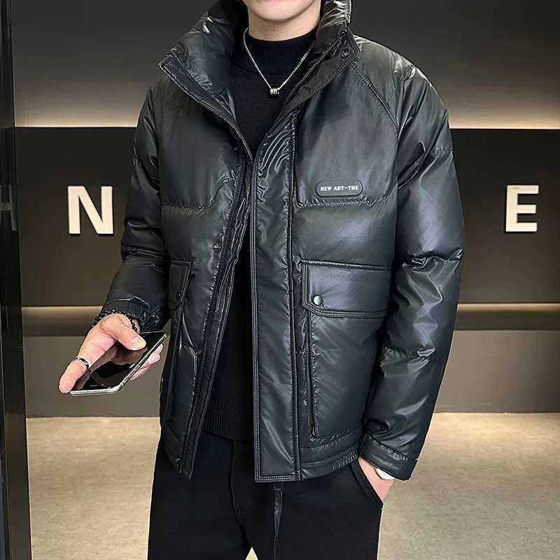 Men's Down Parkas Men's Winter Parkas Fashionable Casual Versatile Loose-fit Jacket Trendy Down Coat On Top Mens Stand Collar White Duck D