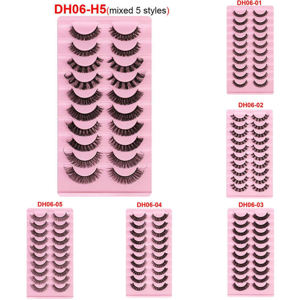 Dramatic False Eyelashes New 3D Mink Faux Eyelash 10 Pairs Natural Fluffy Dense Russian Curling Soft Fake Eye Lashes