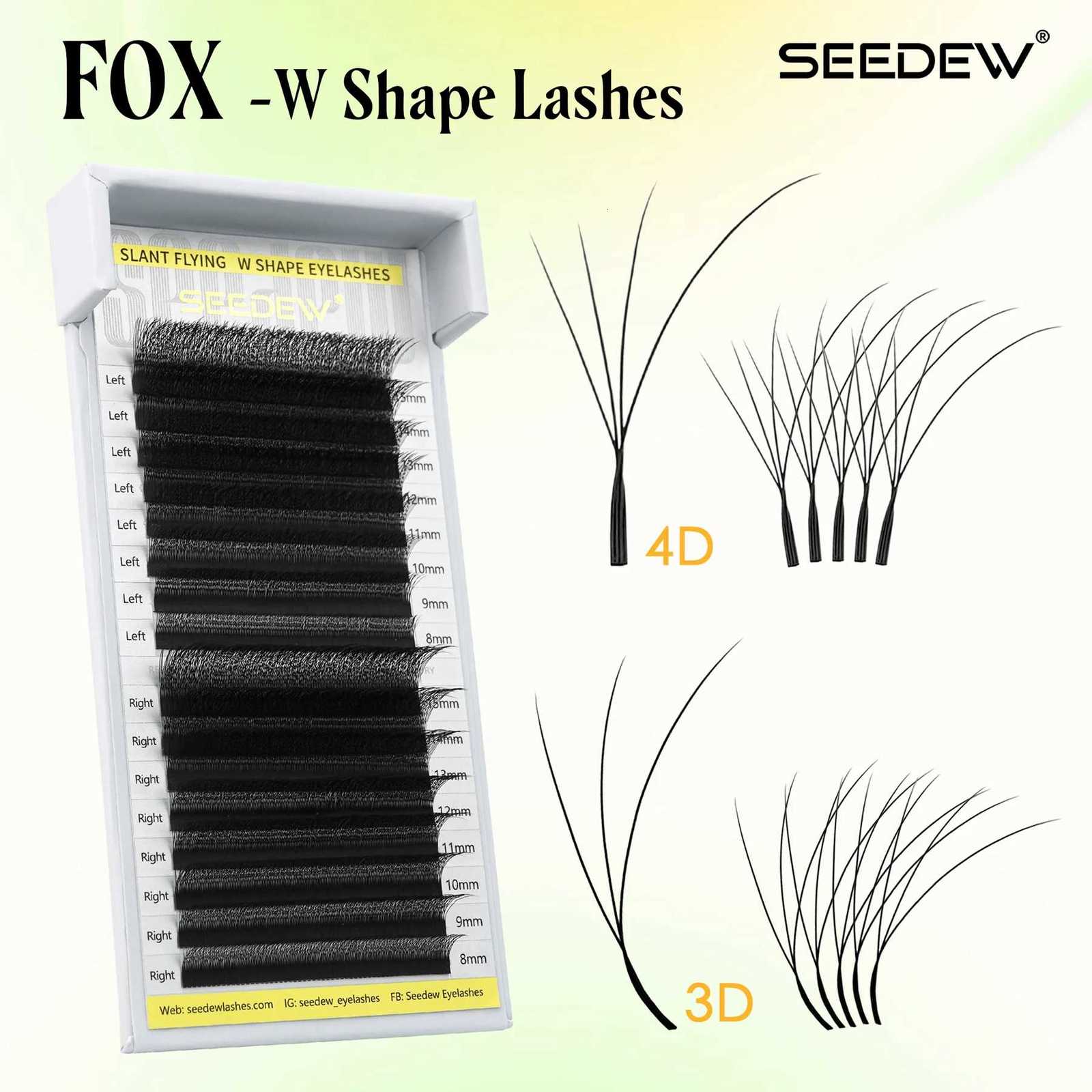 False Eyelashes SEEDEW Fox 3D 4D Eyelash Extension Fluffy W-Shaped Wispy Faux Mink Eyelashes Cat Eye Lashes X260922