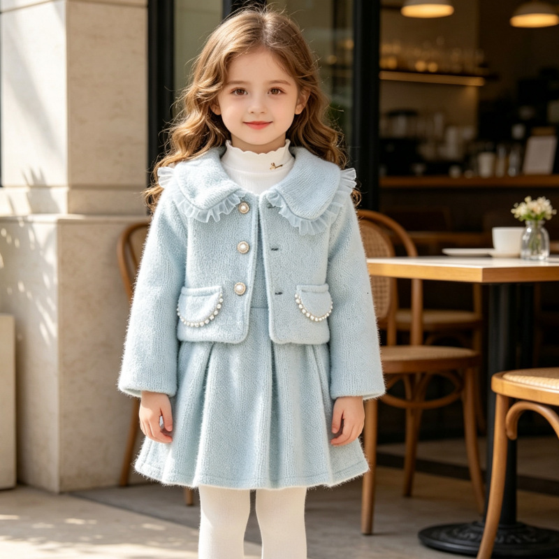 Sweet doll-collar spring and autumn new 2026 Korean-style chic children's two-piece vest dress set
