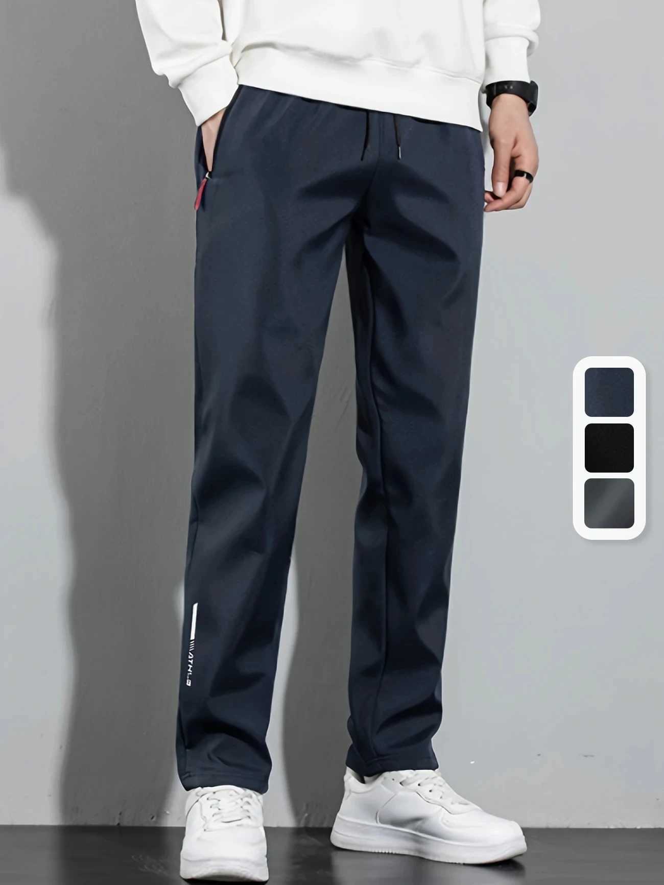 2025 Men's Casual Straight Pants Stretch Elastic Waist Jogger Korean Classic Blue Black Gray Male Brand Trousers Plus Size S260923N58D